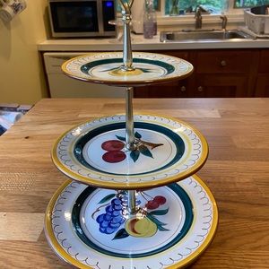 Stangl Pottery Fruit Pattern 3 Tier Tibit Dessert